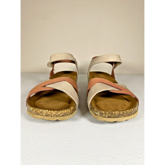 BIO-GOLD Genuine Leather Sandals Made In Italy Brick/Taupe Woman Size 8 EUC - Picture 3 of 11